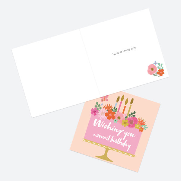 General Birthday Card - Beautiful Blooms - Cake - Sweet Birthday