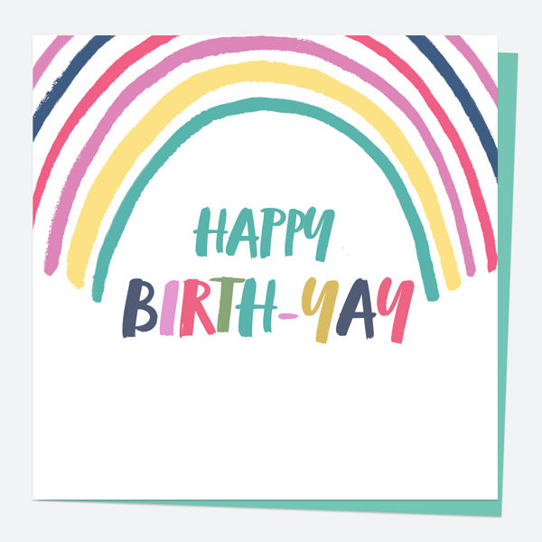 General Birthday Card - Bright Pastels - Rainbow - Happy Birth-yay