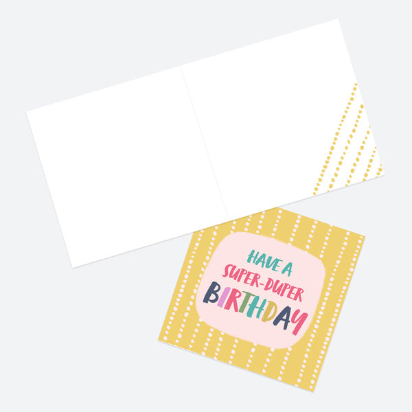 General Birthday Card - Bright Pastels - String - Super-Duper Birthday