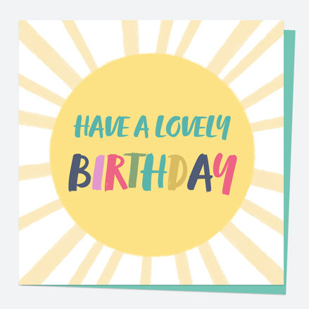 General Birthday Card - Bright Pastels - Sun - Lovely Birthday