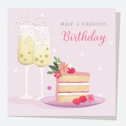 General Birthday Card - Drinks - Cake & Fizz