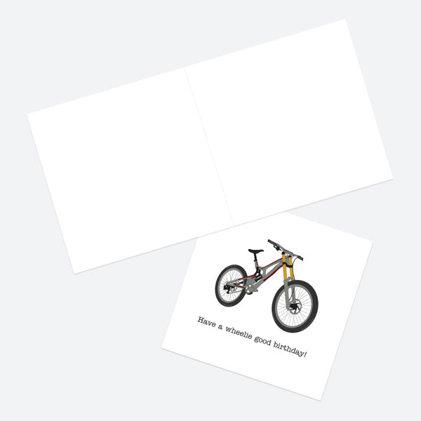 General Birthday Card - Hand Drawn Funnies - Bike - Wheelie Good