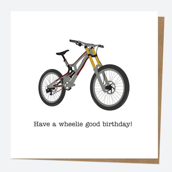 General Birthday Card - Hand Drawn Funnies - Bike - Wheelie Good
