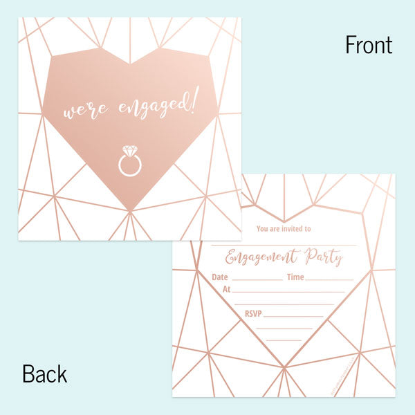 Foil Engagement Party Invitations - Geometric Heart