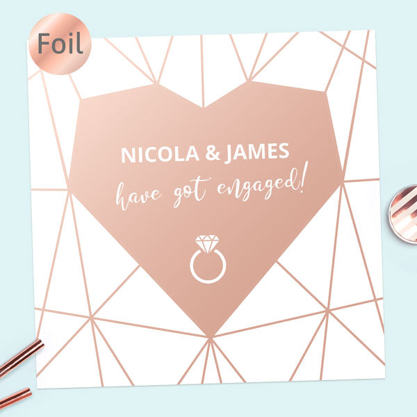 Foil Engagement Party Invitations - Geometric Heart