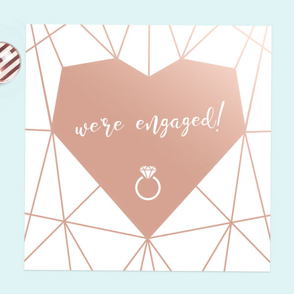 Foil Engagement Party Invitations - Geometric Heart