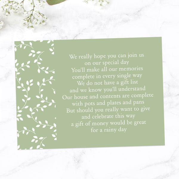 Delicate Leaf Pattern Iridescent Gift Poem Card