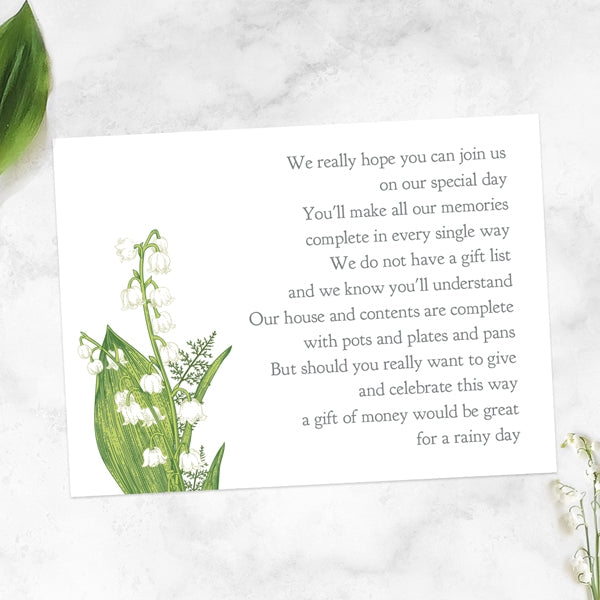 Lily of the Valley Iridescent Gift Poem Card