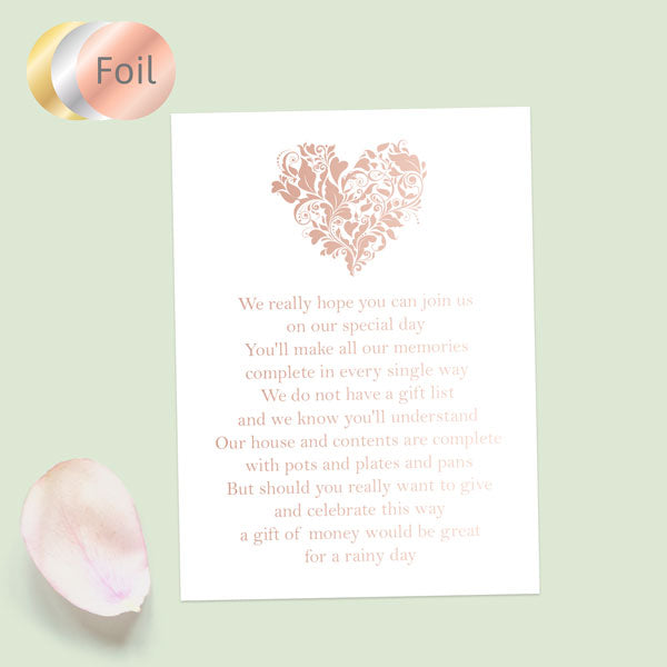 Ornate Heart - Foil Gift Poem Cards