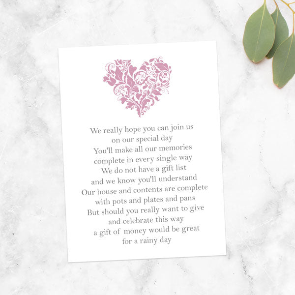 Ornate Heart - Gift Poem Cards