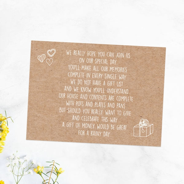 Rustic Wedding Charm Gift Poem Card