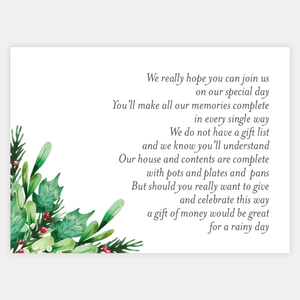 Festive Foliage Iridescent Gift Poem Card