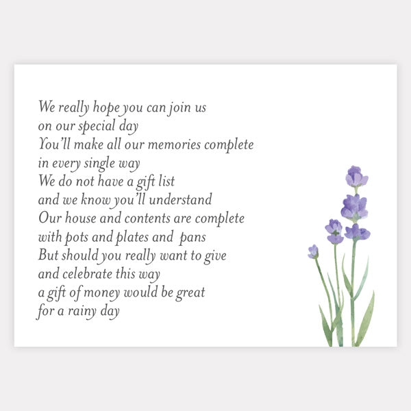 Lavender Gift Poem Card