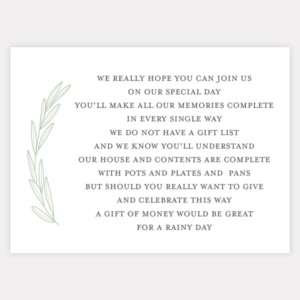 Olive Branch Gift Poem Card