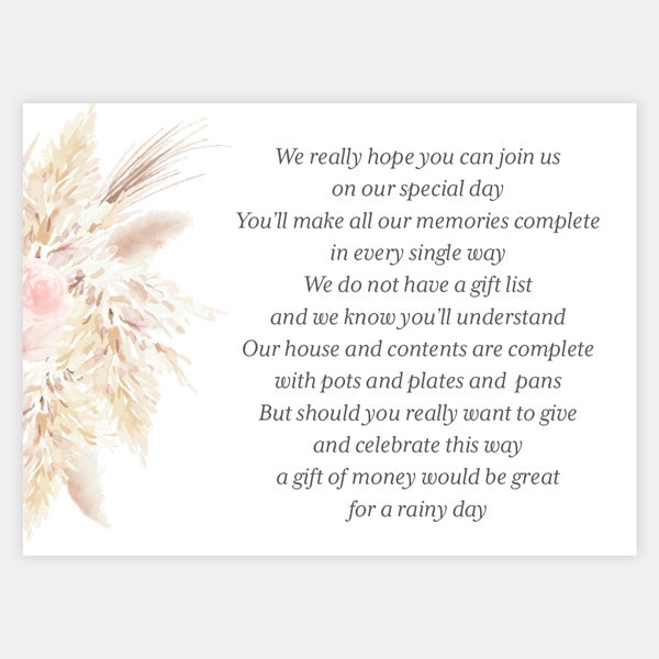 Pampas Floral Gift Poem Card