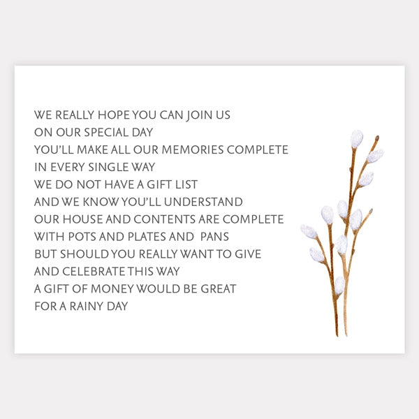Watercolour Pussy Willow Iridescent Gift Poem Card