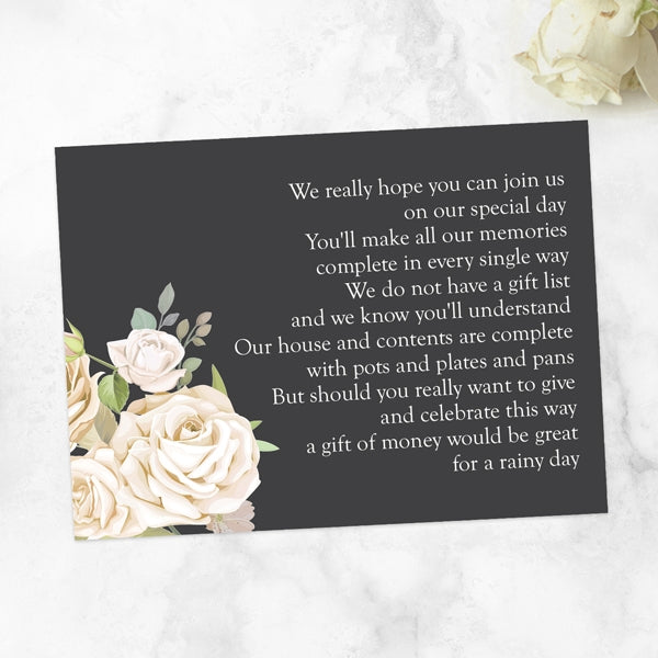 Black & Cream Roses Gift Poem Card