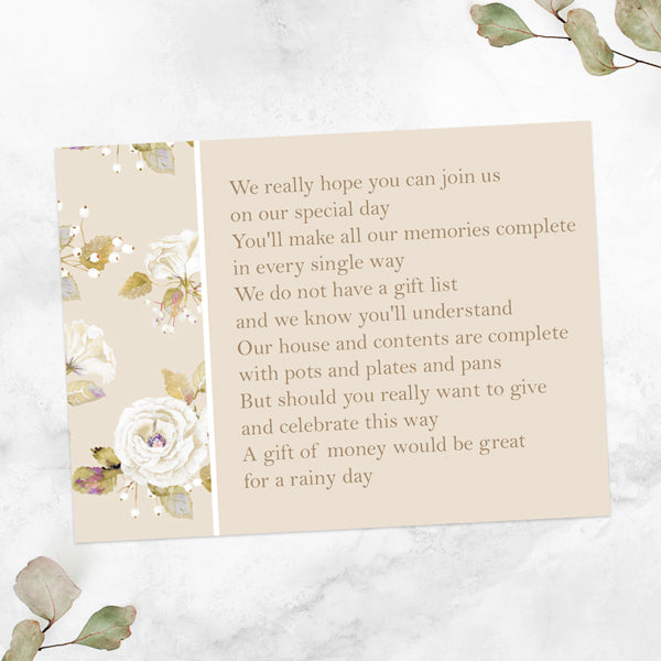 Vintage Cream Roses - Gift Poem Cards
