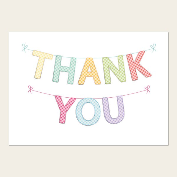 Thank You Cards - Gingham Thank You Bunting - Pack of 10