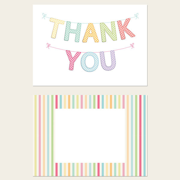 Thank You Cards - Gingham Thank You Bunting - Pack of 10