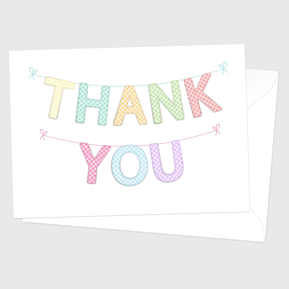 Thank You Cards - Gingham Thank You Bunting - Pack of 10