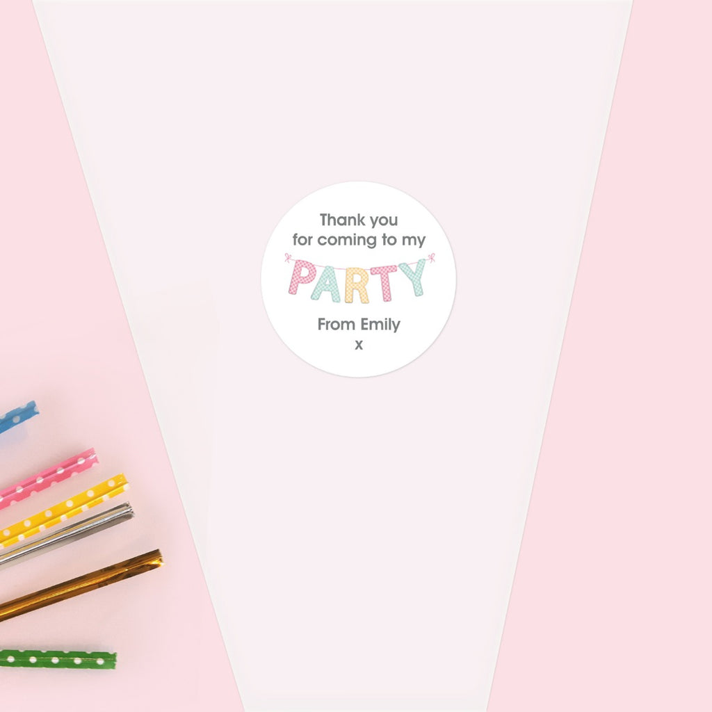Gingham Party Bunting - Sweet Cone & Sticker - Pack of 35