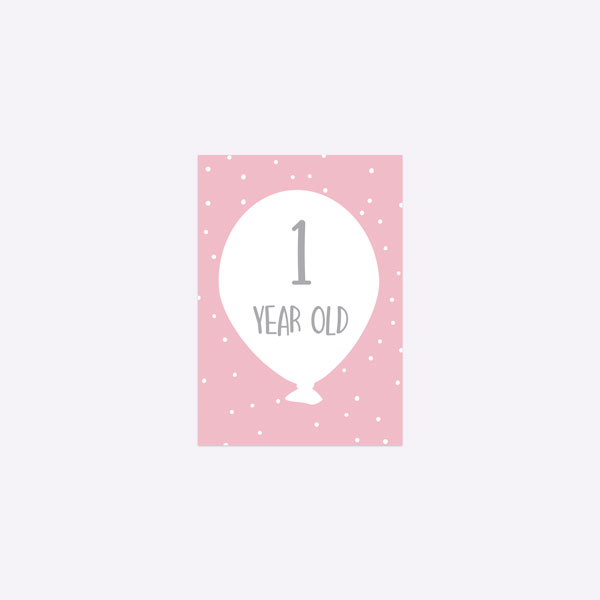 Baby Milestone Cards Ages - Pack of 17 - Girls Pink & Grey