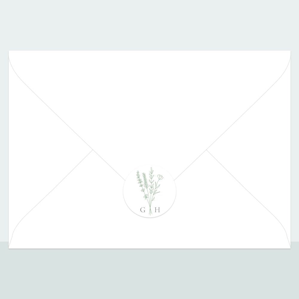 Wildflower Monogram - Envelope Seal - Pack of 70