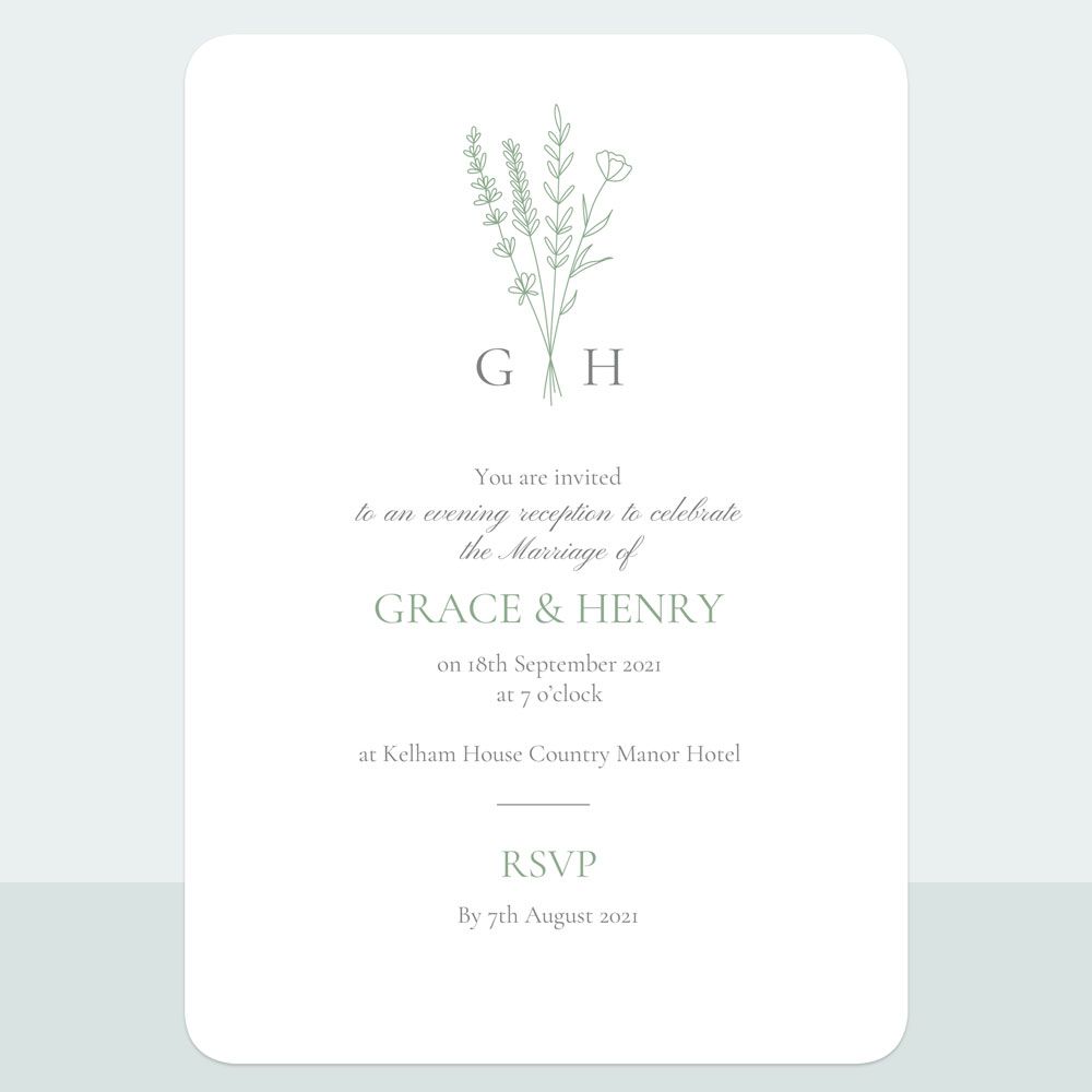 Wildflower Monogram - Evening Invitation & Information Card Suite