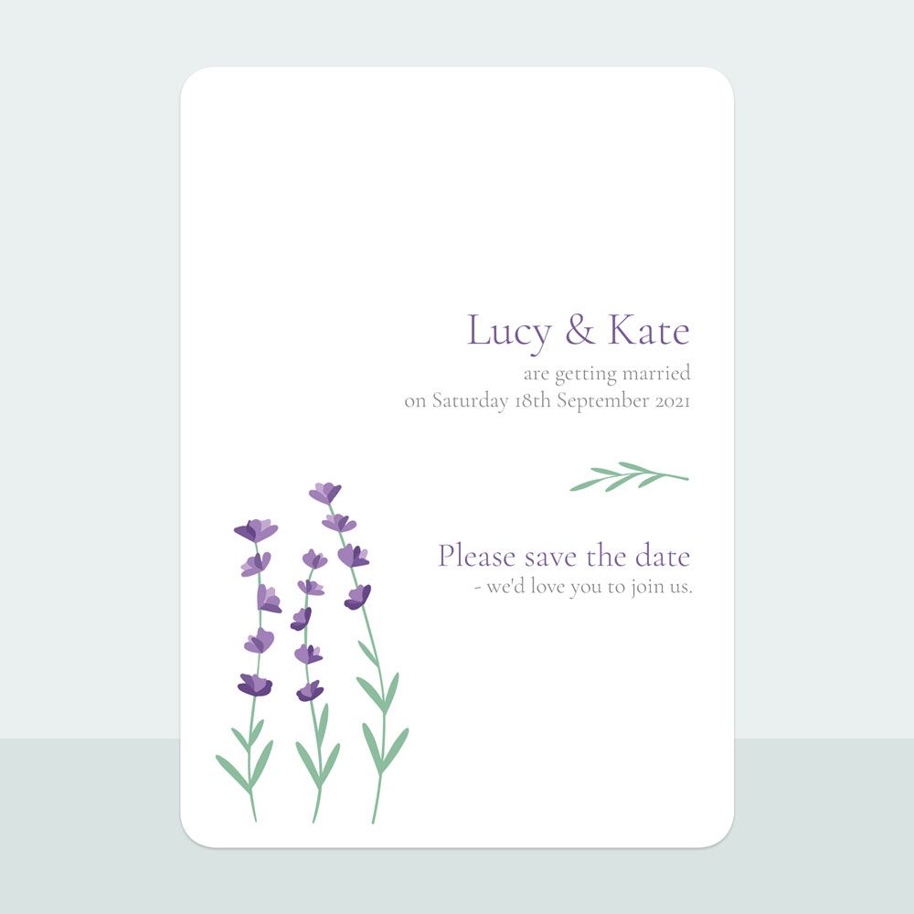 Lavender Field - Iridescent Save the Date Cards