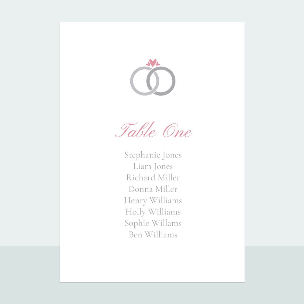 Wedding Rings - Table Plan Cards
