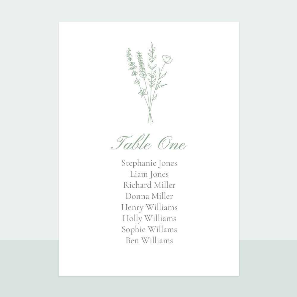 Wildflower Monogram - Table Plan Cards