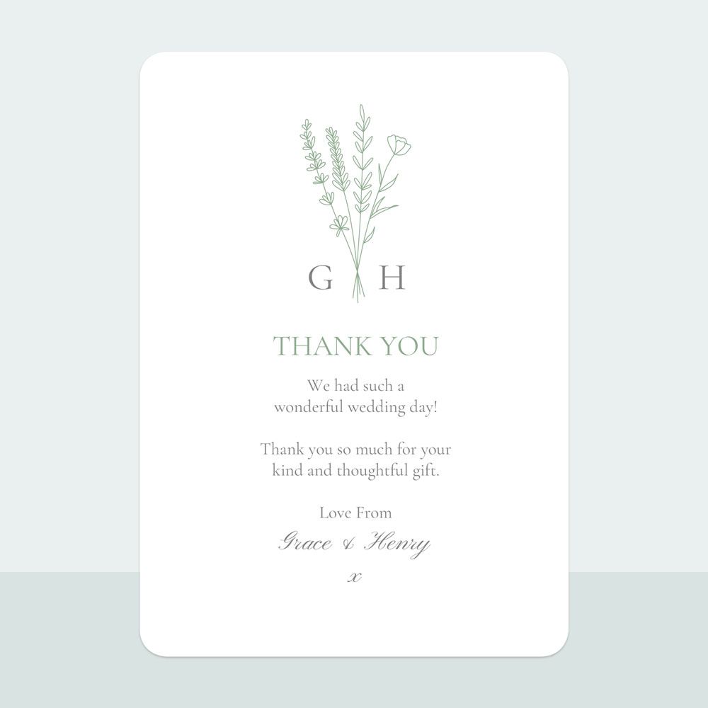 Wildflower Monogram - Thank You Card
