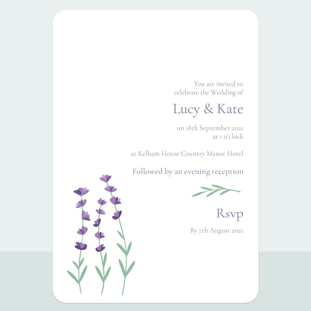 Lavender Field - Iridescent Wedding Invitation & Information Card Suite