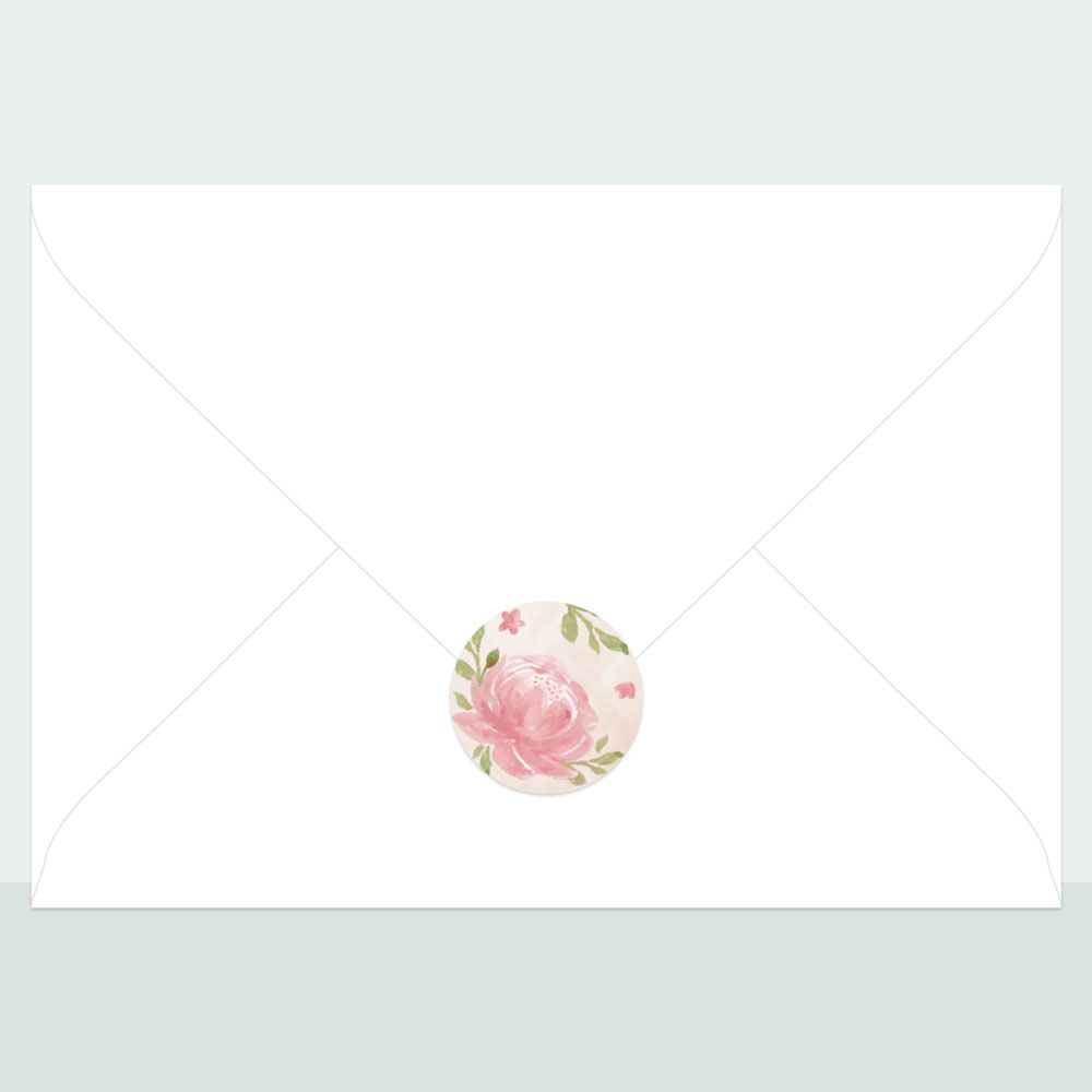 Painted Peonies - Envelope Seal - Pack of 70