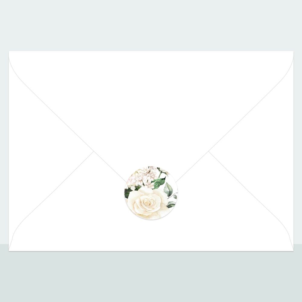 White Roses - Envelope Seal - Pack of 70
