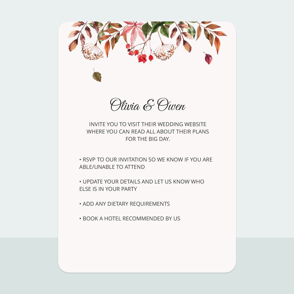 Autumn Leaves - Evening Invitation & Information Card Suite