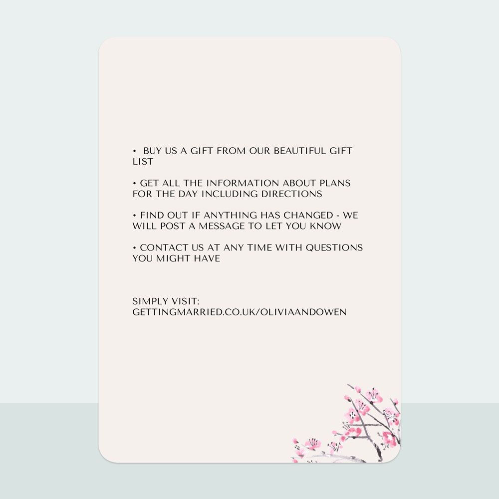 Cherry Blossom - Evening Invitation & Information Card Suite