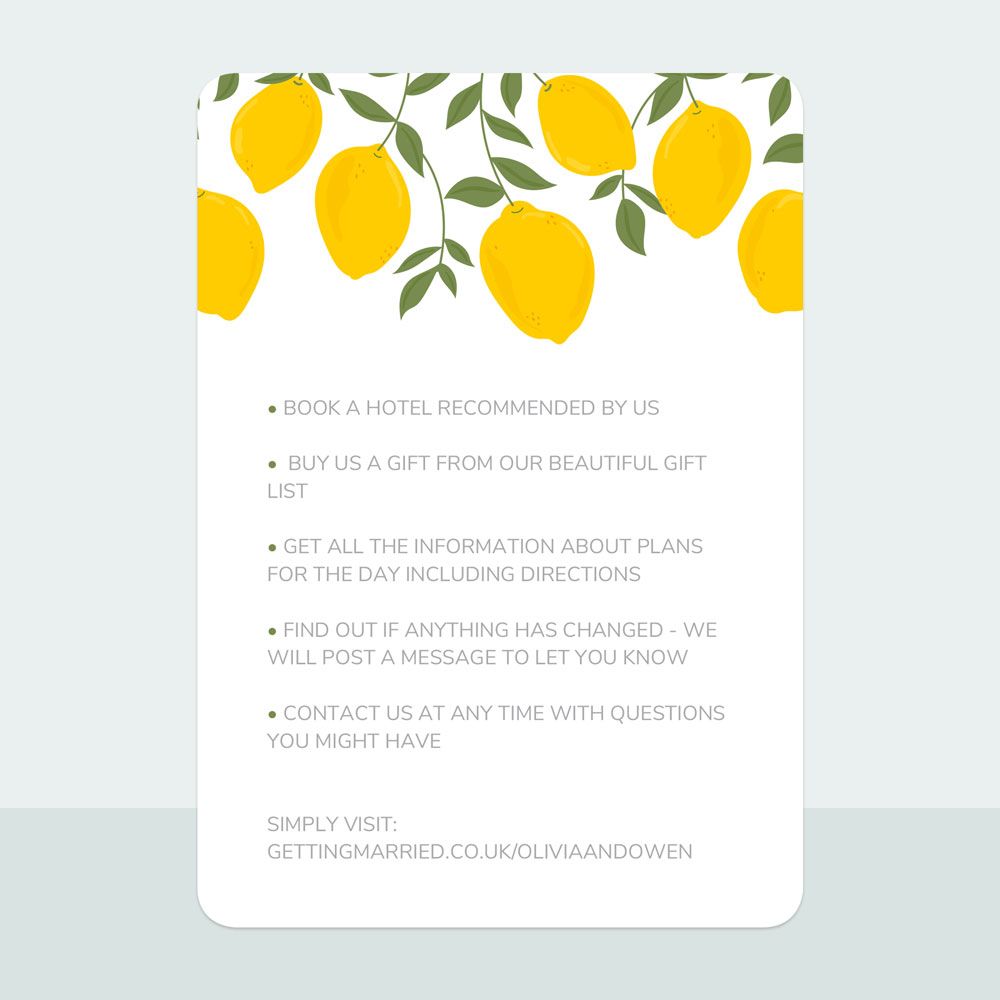 Lemons - Evening Invitation & Information Card Suite