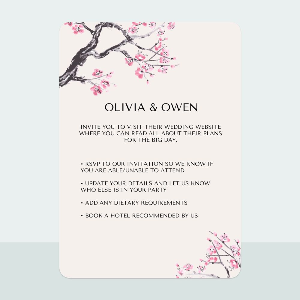 Cherry Blossom - Evening Invitation & Information Card Suite