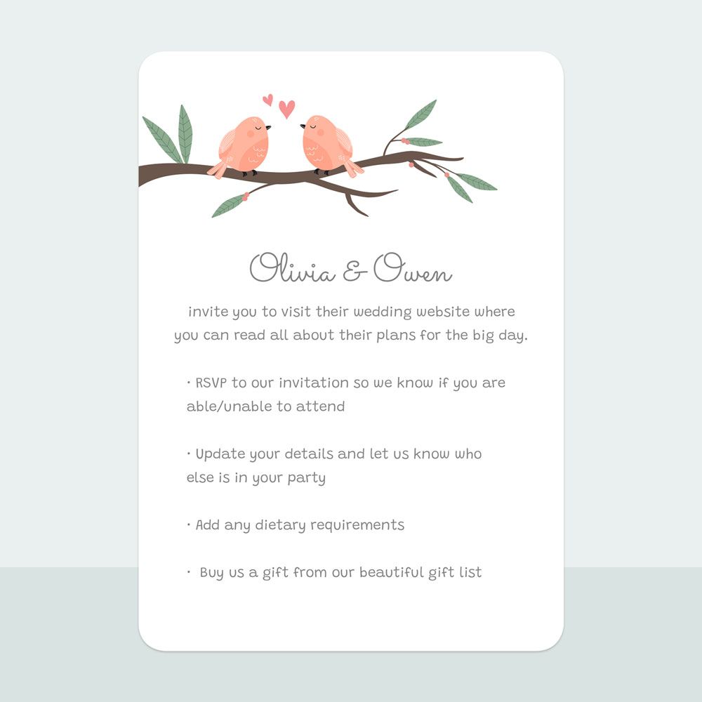 Love Birds - Evening Invitation & Information Card Suite