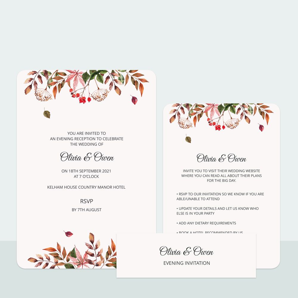 Autumn Leaves - Evening Invitation & Information Card Suite