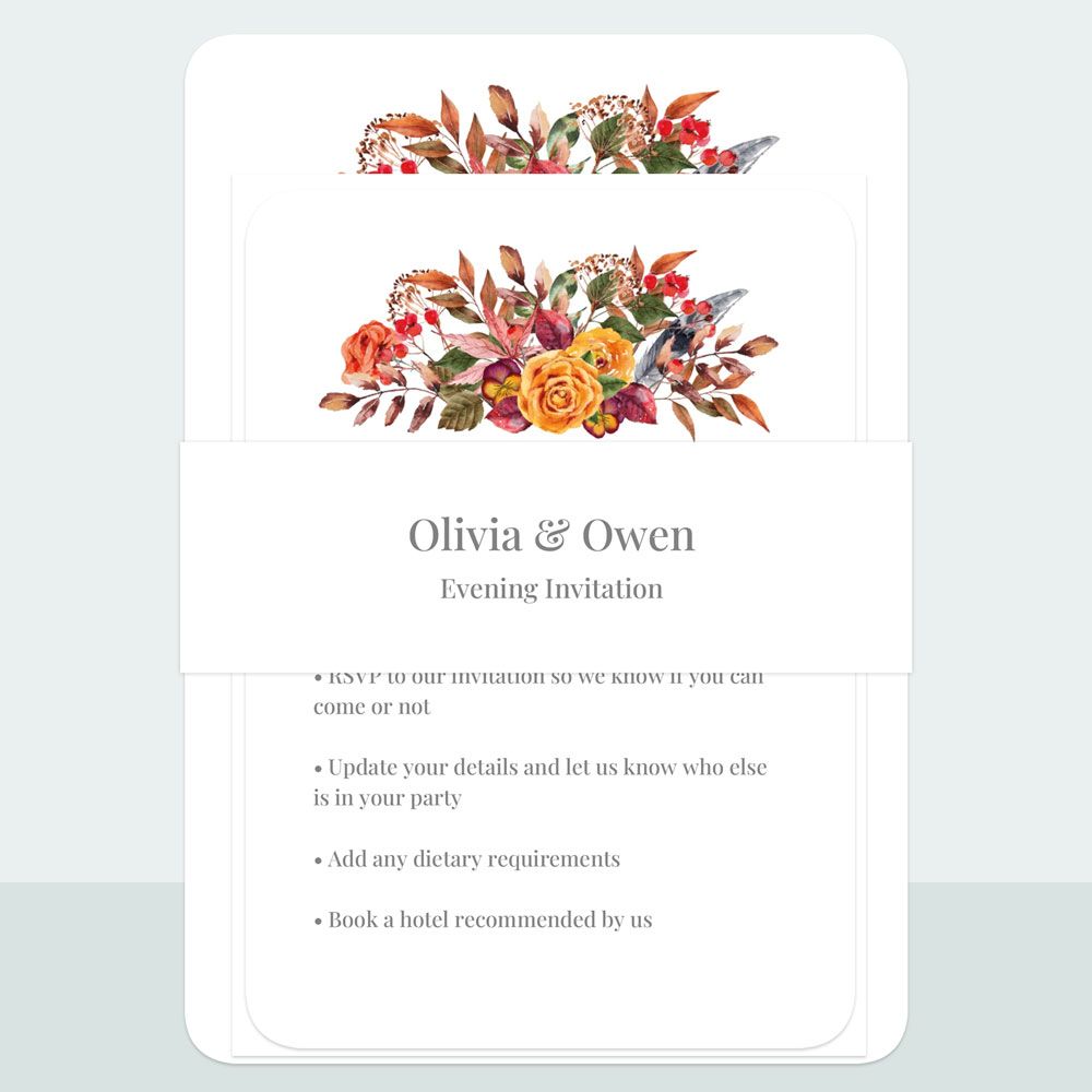 Autumn Bouquet - Evening Invitation & Information Card Suite