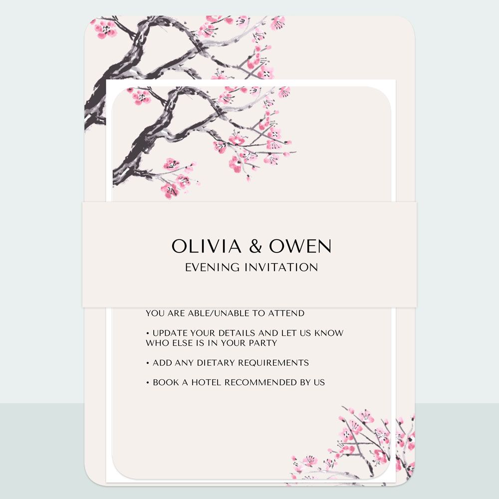 Cherry Blossom - Evening Invitation & Information Card Suite