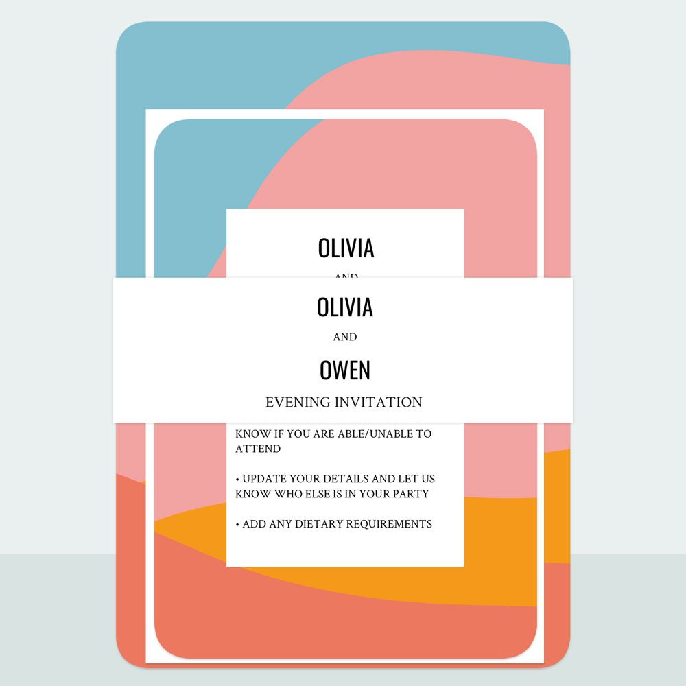 Colour Block Border - Evening Invitation & Information Card Suite