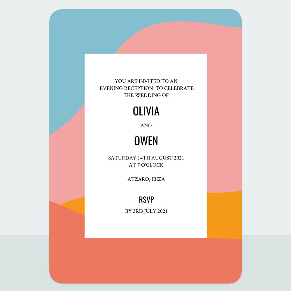 Colour Block Border - Evening Invitation & Information Card Suite