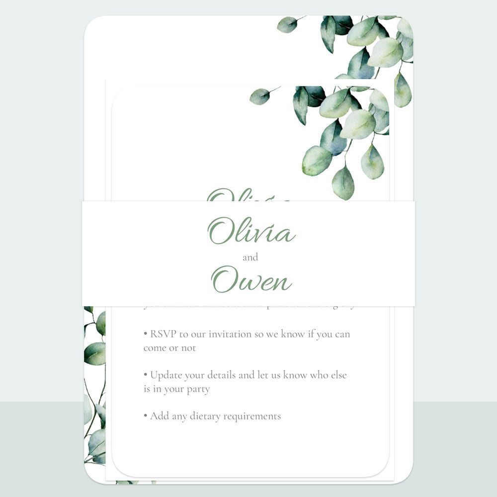 Eucalyptus - Evening Invitation & Information Card Suite