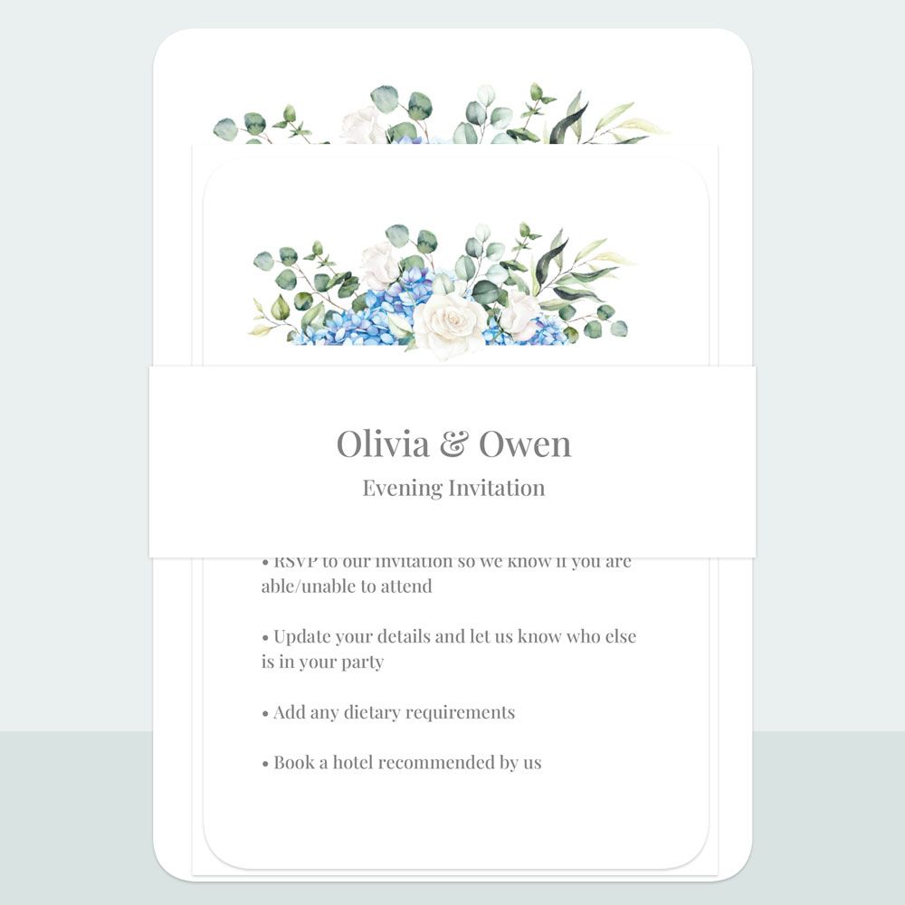 Hydrangea Bouquet - Evening Invitation & Information Card Suite