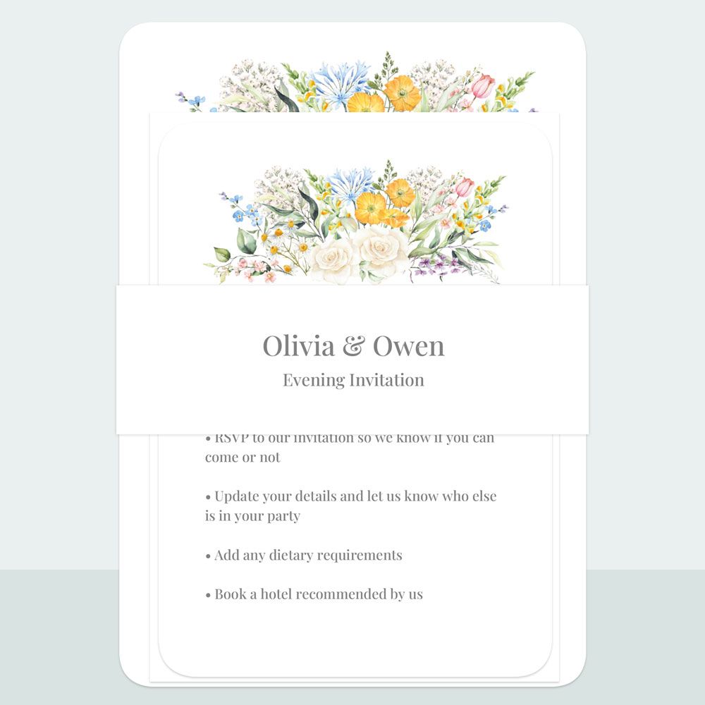 Spring Bouquet - Evening Invitation & Information Card Suite