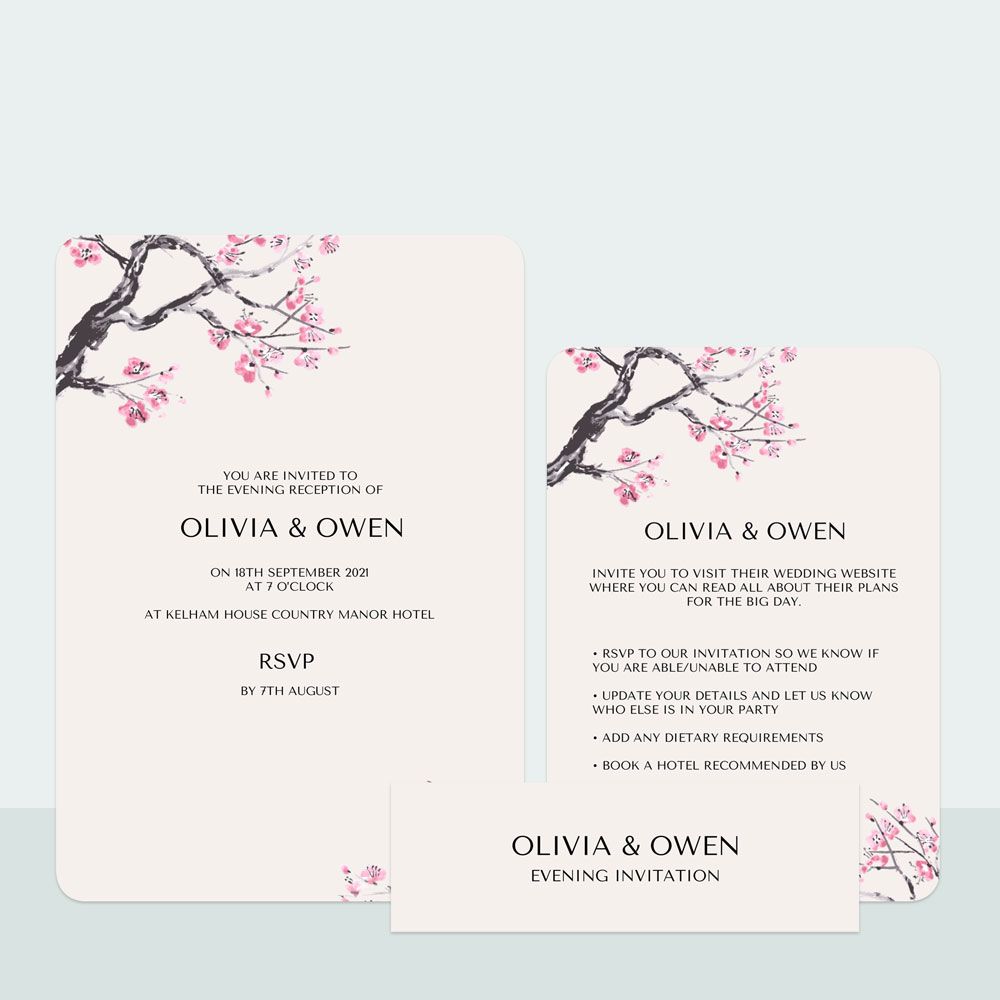 Cherry Blossom - Evening Invitation & Information Card Suite